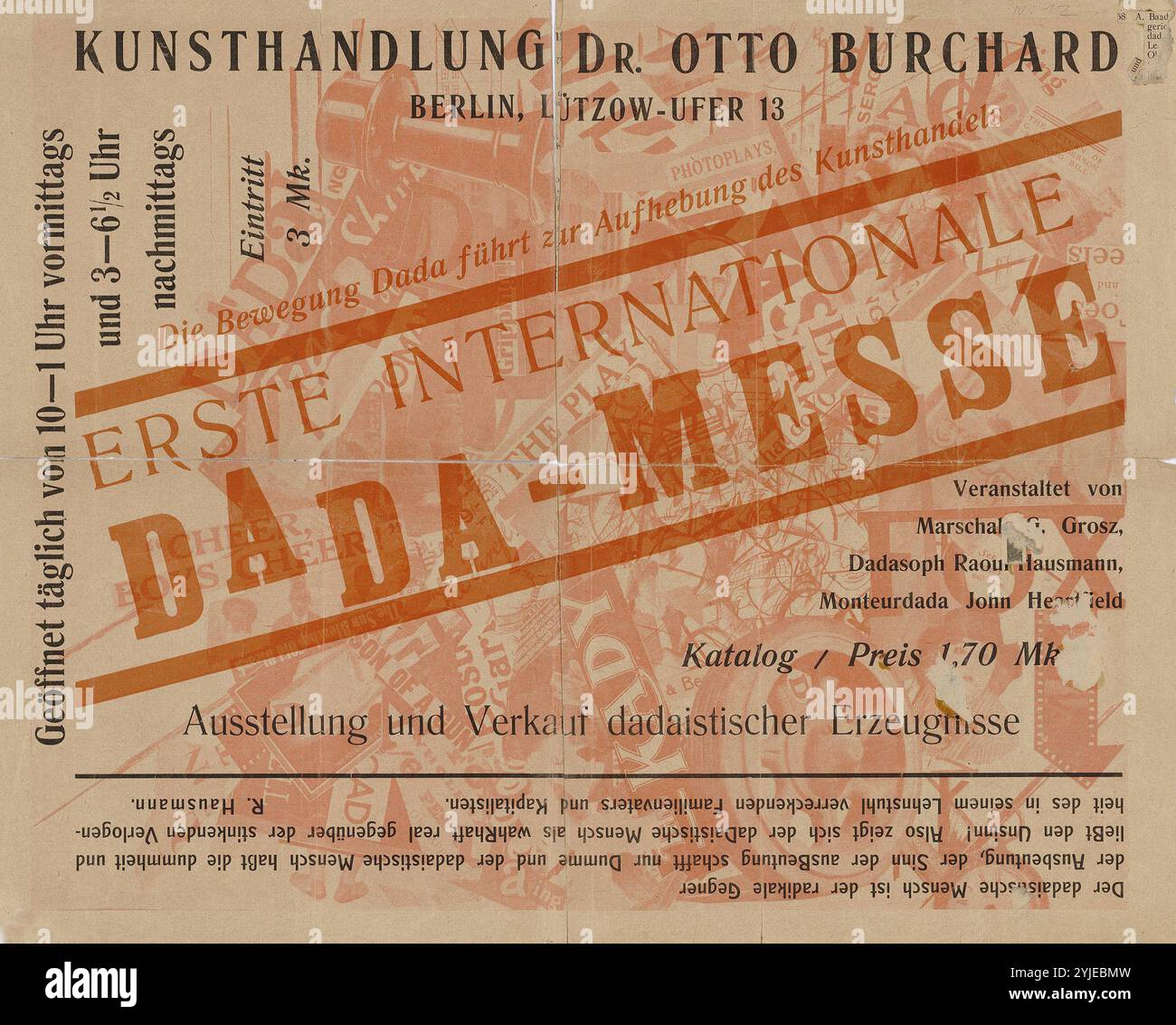 Affiche pour la première Foire internationale de Dada à Berlin, 1920. Musée : Kunsthaus Zürich. Auteur : JOHN HEARTFIELD. Copyright : cette œuvre n'est pas dans le domaine public. Il est de votre responsabilité d'obtenir toutes les autorisations de tiers nécessaires auprès du gestionnaire de droits d'auteur dans votre pays avant la publication. Banque D'Images