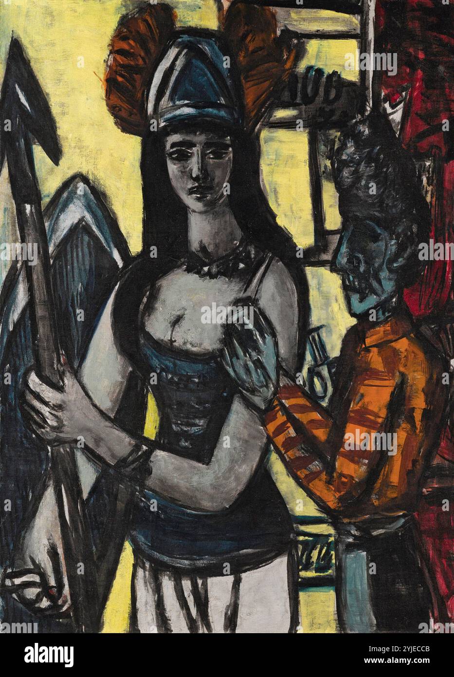La Valkyrie. Musée : COLLECTION PRIVÉE. Auteur : MAX BECKMANN. Copyright : cette œuvre n'est pas dans le domaine public. Il est de votre responsabilité d'obtenir toutes les autorisations de tiers nécessaires auprès du gestionnaire de droits d'auteur dans votre pays avant la publication. Banque D'Images