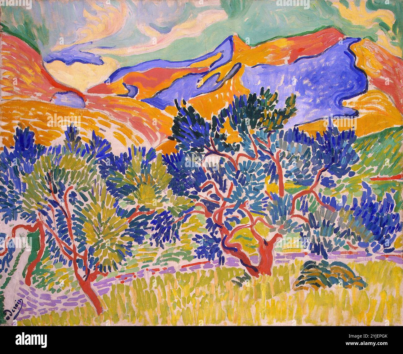 Montagnes à Collioure. Musée : National Gallery of Art, Washington. Auteur : ANDRE DERAIN. Banque D'Images