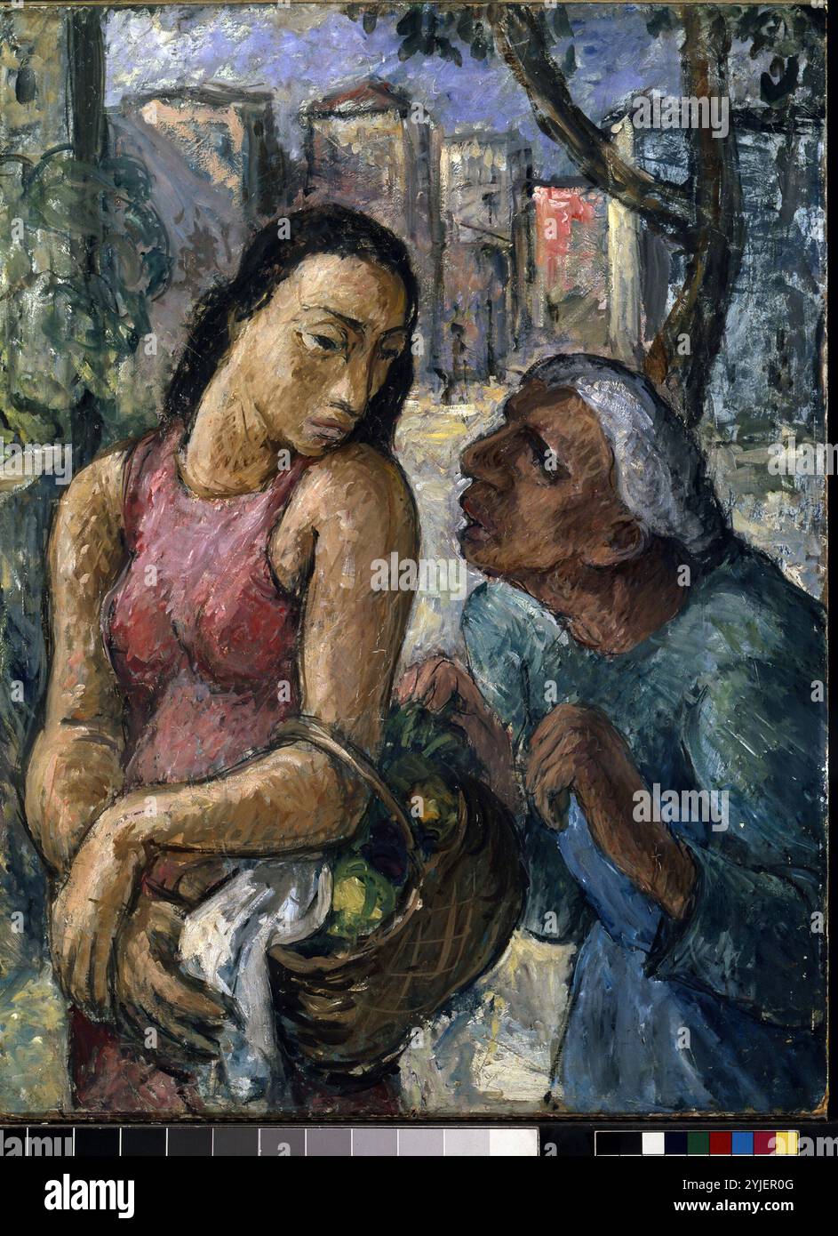 Conversation dans une rue. Musée : State M. Ciurlionis Art Museum, Kaunas. Auteur : KARL HOFER. Banque D'Images