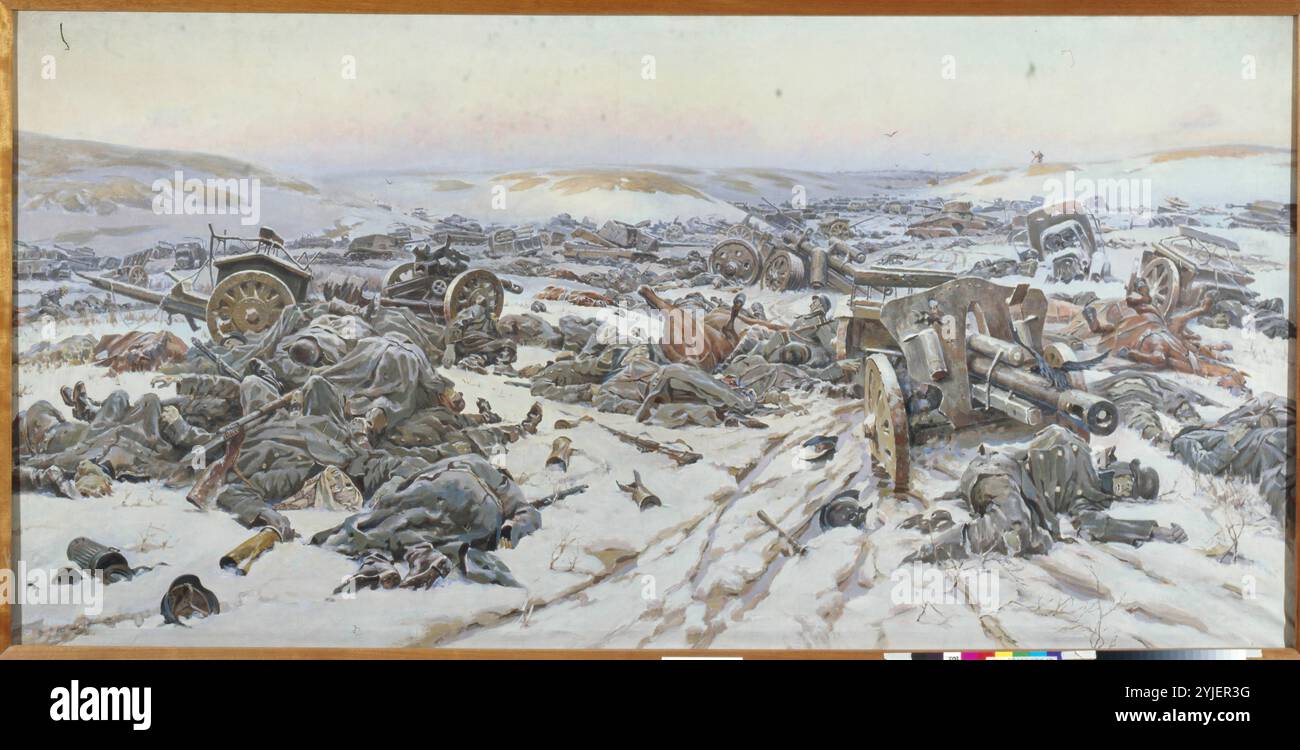 La bataille de la poche de Korsun-Cherkassy. Musée : Musée d'État et centre d'exposition ROSIZO, Moscou. Auteur : Pyotr Alexandrovich Krivonogov. Copyright : cette œuvre n'est pas dans le domaine public. Il est de votre responsabilité d'obtenir toutes les autorisations de tiers nécessaires auprès du gestionnaire de droits d'auteur dans votre pays avant la publication. Banque D'Images