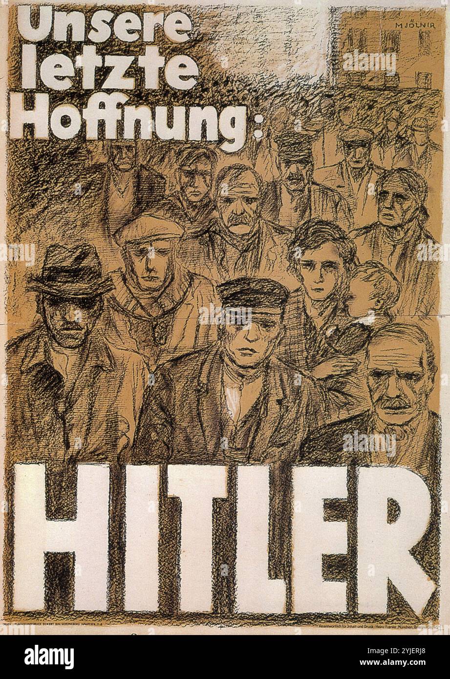 Notre dernier espoir : Hitler. Musée : COLLECTION PRIVÉE. Auteur : Hans Herbert Schweitzer. Copyright : cette œuvre n'est pas dans le domaine public. Il est de votre responsabilité d'obtenir toutes les autorisations de tiers nécessaires auprès du gestionnaire de droits d'auteur dans votre pays avant la publication. Banque D'Images