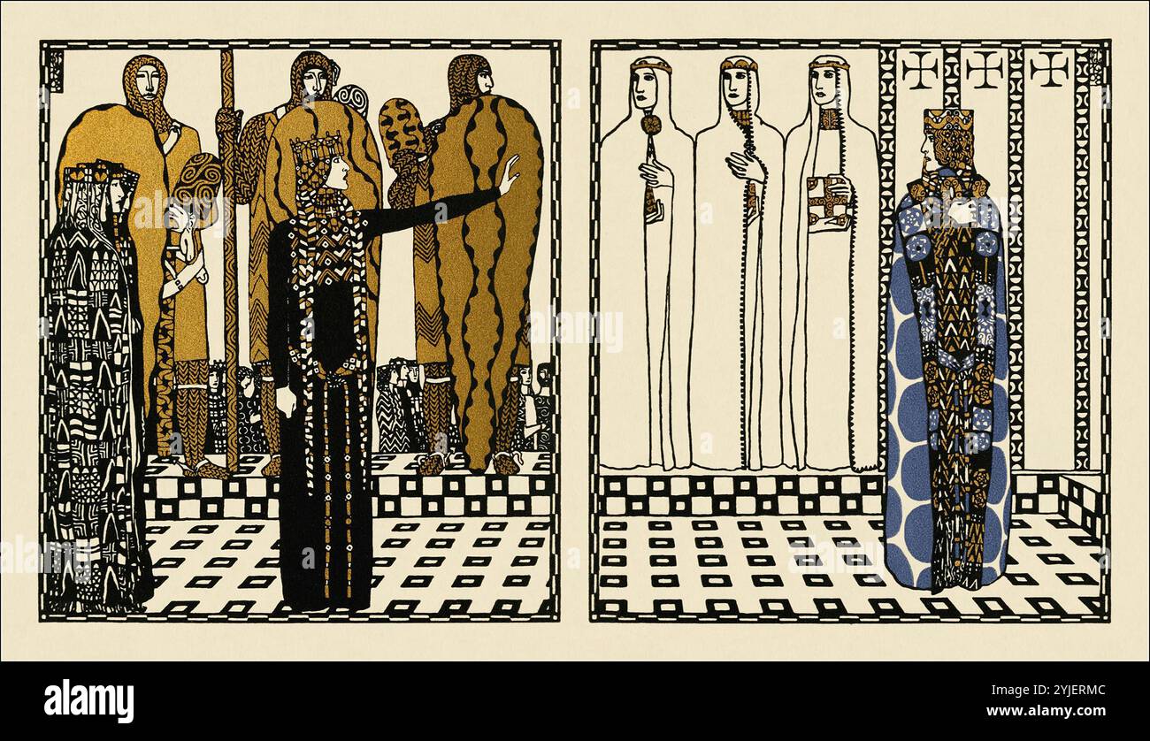 Illustration 'les Nibelungs'. Musée : COLLECTION PRIVÉE. AUTEUR : CARL OTTO CZESCHKA. Copyright : cette œuvre n'est pas dans le domaine public. Il est de votre responsabilité d'obtenir toutes les autorisations de tiers nécessaires auprès du gestionnaire de droits d'auteur dans votre pays avant la publication. Banque D'Images