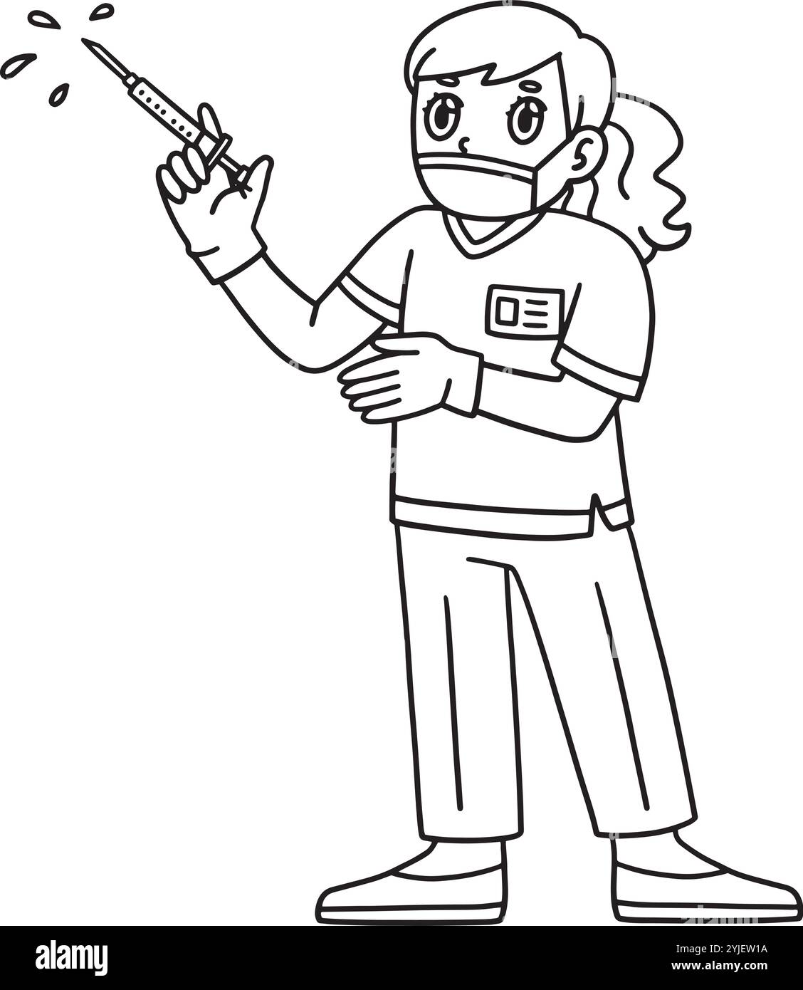 Médecin féminin avec seringue d'échantillon de sang isolée Illustration de Vecteur