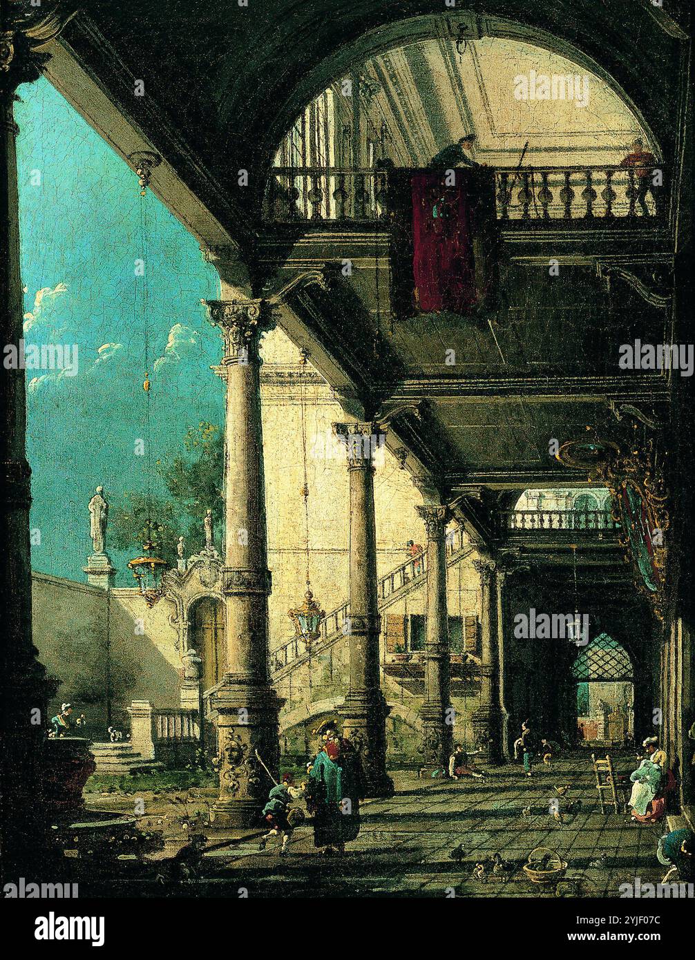 Titre : Capriccio avec Colonnade à l'intérieur d'un palais artiste : Canaletto (canal Giovanni Antonio) année : CA. 1765 médium : huile sur toile dimensions : 42 x 32,5 cm emplacement : Collection Carmen Thyssen, Museo Nacional Thyssen-Bornemisza Banque D'Images