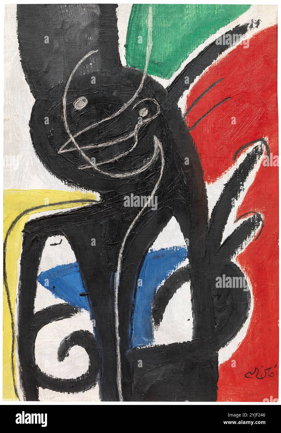 Joan Miró / 'femme avec mantilla', 1976, huile, crayon de cire et grattage sur toile, 35 x 24,5 cm. Musée : COLLECTION PRIVÉE. Banque D'Images