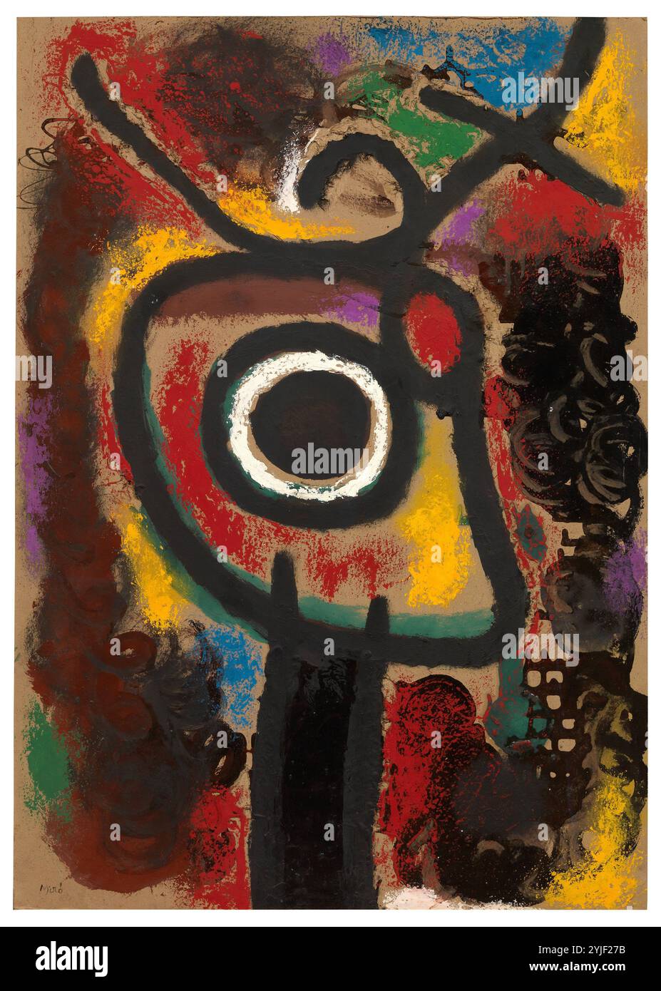 Miró, Joan / 'personnage et oiseau', 1976, huile sur carton, 105 x 75 cm. Musée : COLLECTION PRIVÉE. Banque D'Images