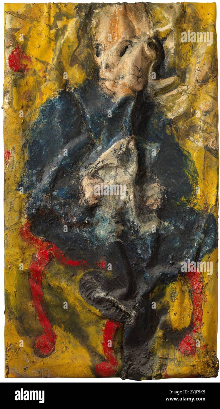 Miquel Barceló / 'Autoportrait avec travail bleu (Paris), 1995, technique mixte sur toile, 195 x 110 cm. Musée : Galerie Bruno Bischofberger. Zürich. Banque D'Images