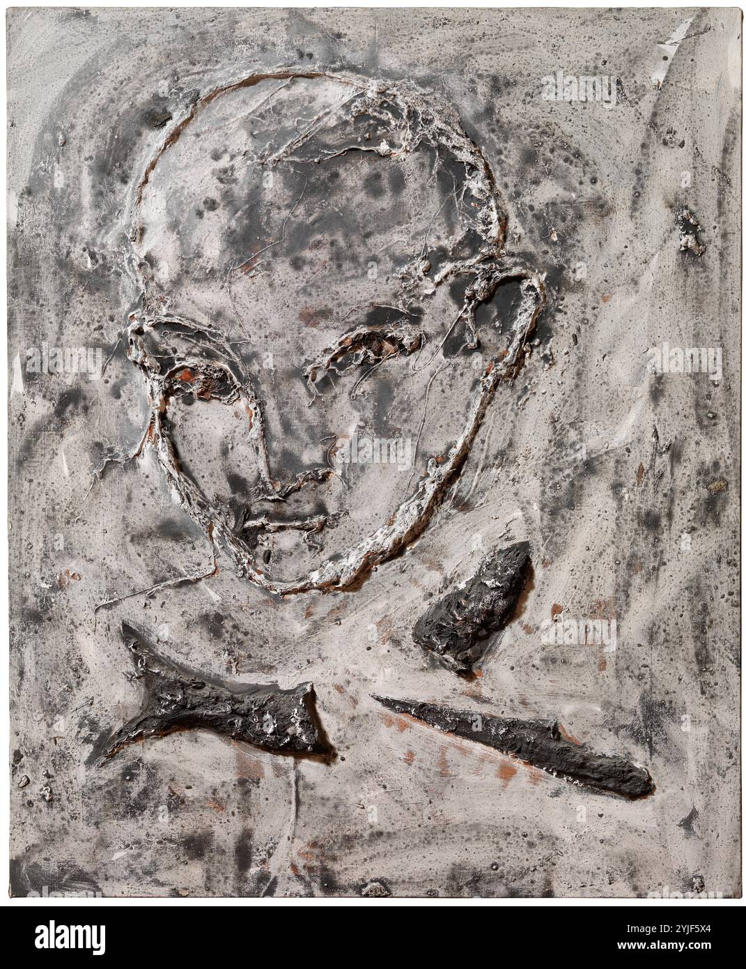 Miquel Barceló / 'autoportrait avec le poisson et le couteau", 1985, technique mixte sur toile, 100 x 80 cm. Musée : Galerie Bruno Bischofberger. Zürich Nicola Jacobs Gallery de Christie's. Londres. Banque D'Images