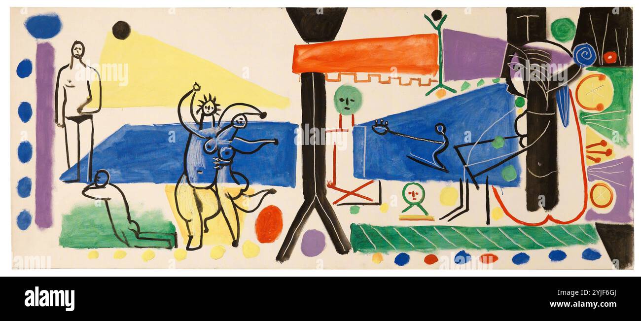 Picasso, Pablo / 'jeux de plage (La Garoupe II)', 1955, huile sur toile, 80 x 190 cm. Banque D'Images