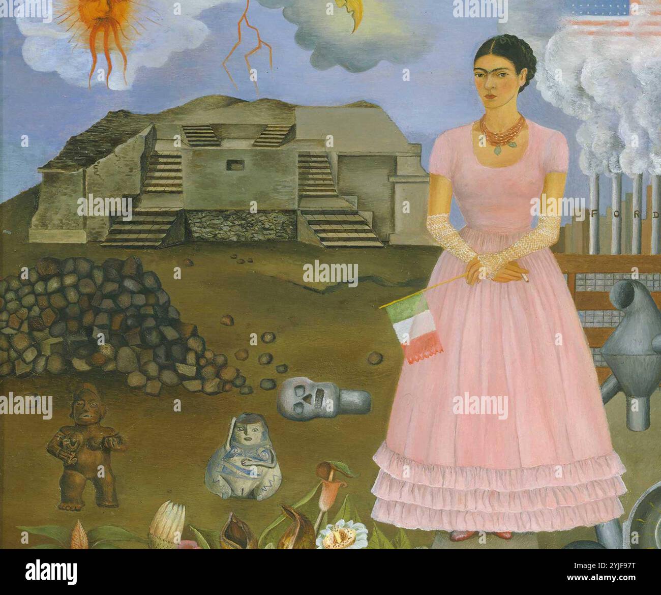 Autoportrait sur la frontière entre le Mexique et les États-Unis. Musée : Banco de México Diego Rivera Frida Kahlo Museums Trust, Mexique. Banque D'Images
