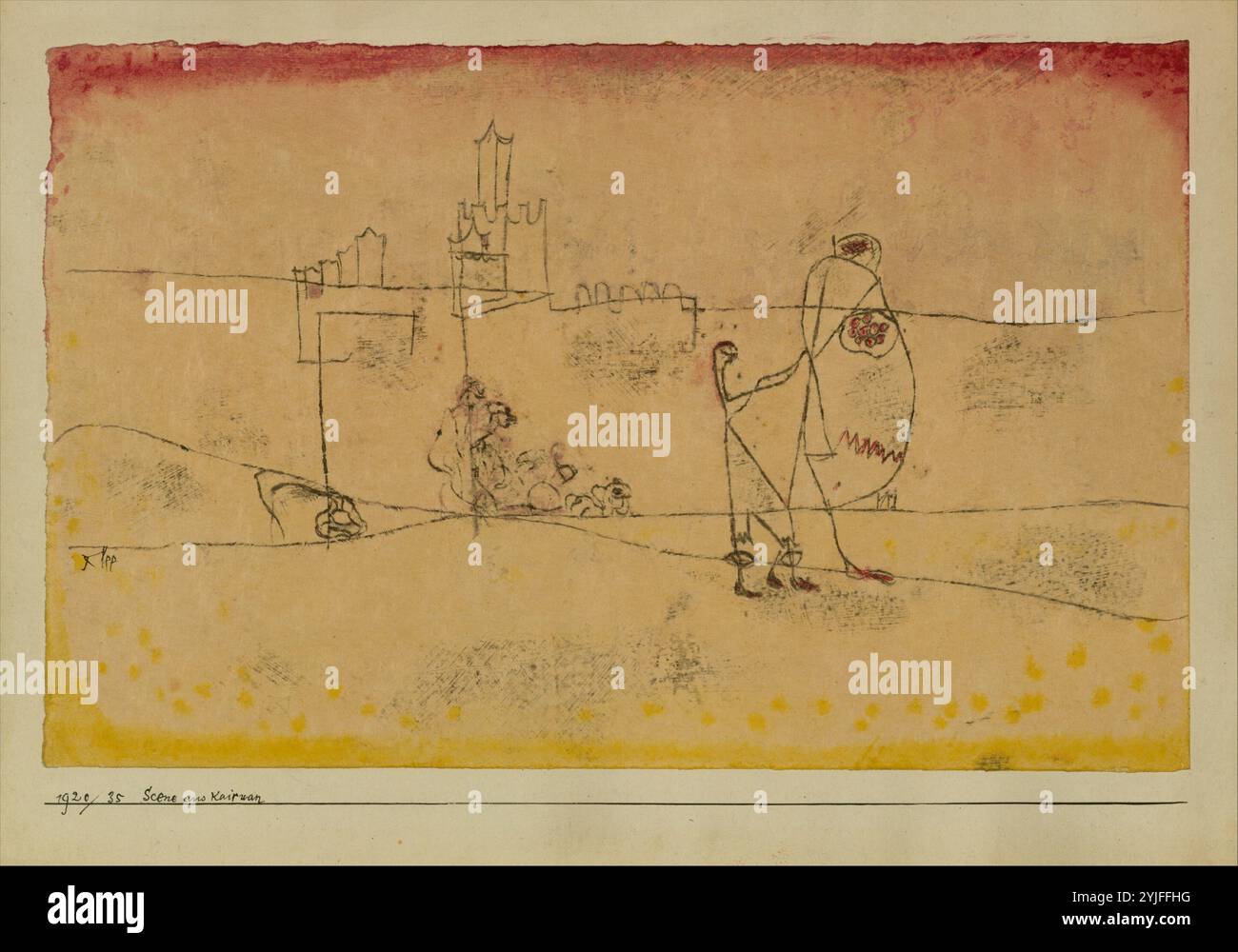 Épisode à Kairouan. Artiste : Paul Klee (Allemand (né en Suisse), Münchenbuchsee Muralto-Locarno 1879-1940). Dimensions : 9 1/4 x 12 3/8 in. (23,5 × 31,4 cm). Date : 1920. Musée : Metropolitan Museum of Art, New York, USA. Banque D'Images