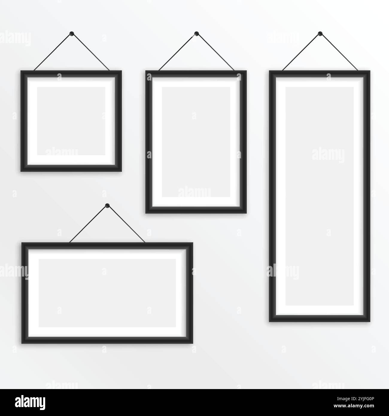 Ensemble de différentes tailles cadre photo suspendu Illustration de Vecteur