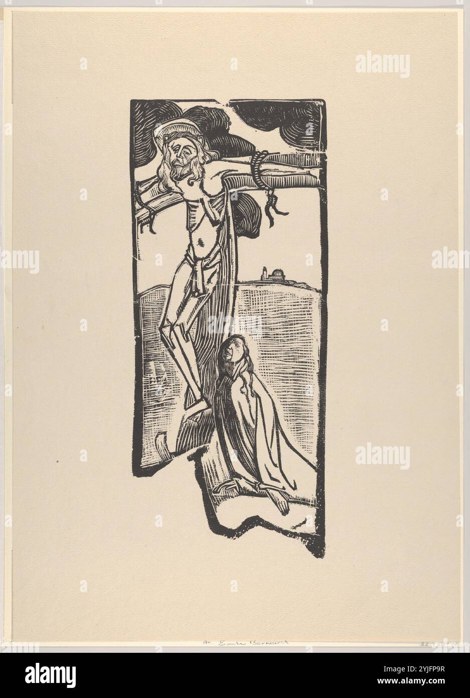Crucifixion, aussi appelée Christ. Artiste : Émile Bernard (français, Lille 1868-1941 Paris). Dimensions : image : 13 3/4 × 5 3/4 po. (35 × 14,6 cm) feuille : 18 13/16 × 13 7/16 po. (47,8 × 34,2 cm). Série/Portfolio : L'Estampe originale, album V. date : janvier-mars 1894. Musée : Metropolitan Museum of Art, New York, États-Unis. Banque D'Images