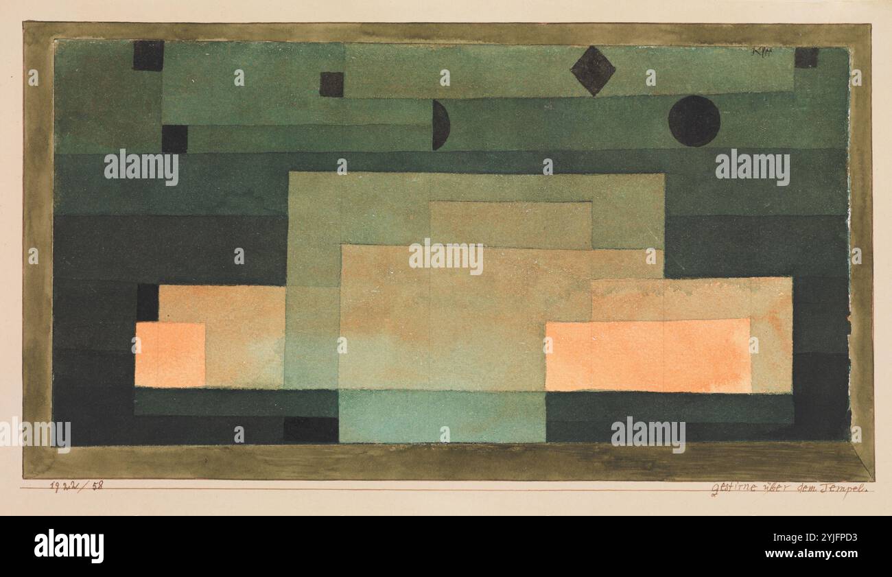 Le ciel au-dessus du Temple. Artiste : Paul Klee (Allemand (né en Suisse), Münchenbuchsee Muralto-Locarno 1879-1940). Dimensions : 8 1/4 x 14 1/4 in. (21 × 36,2 cm). Date : 1922. Musée : Metropolitan Museum of Art, New York, USA. Banque D'Images