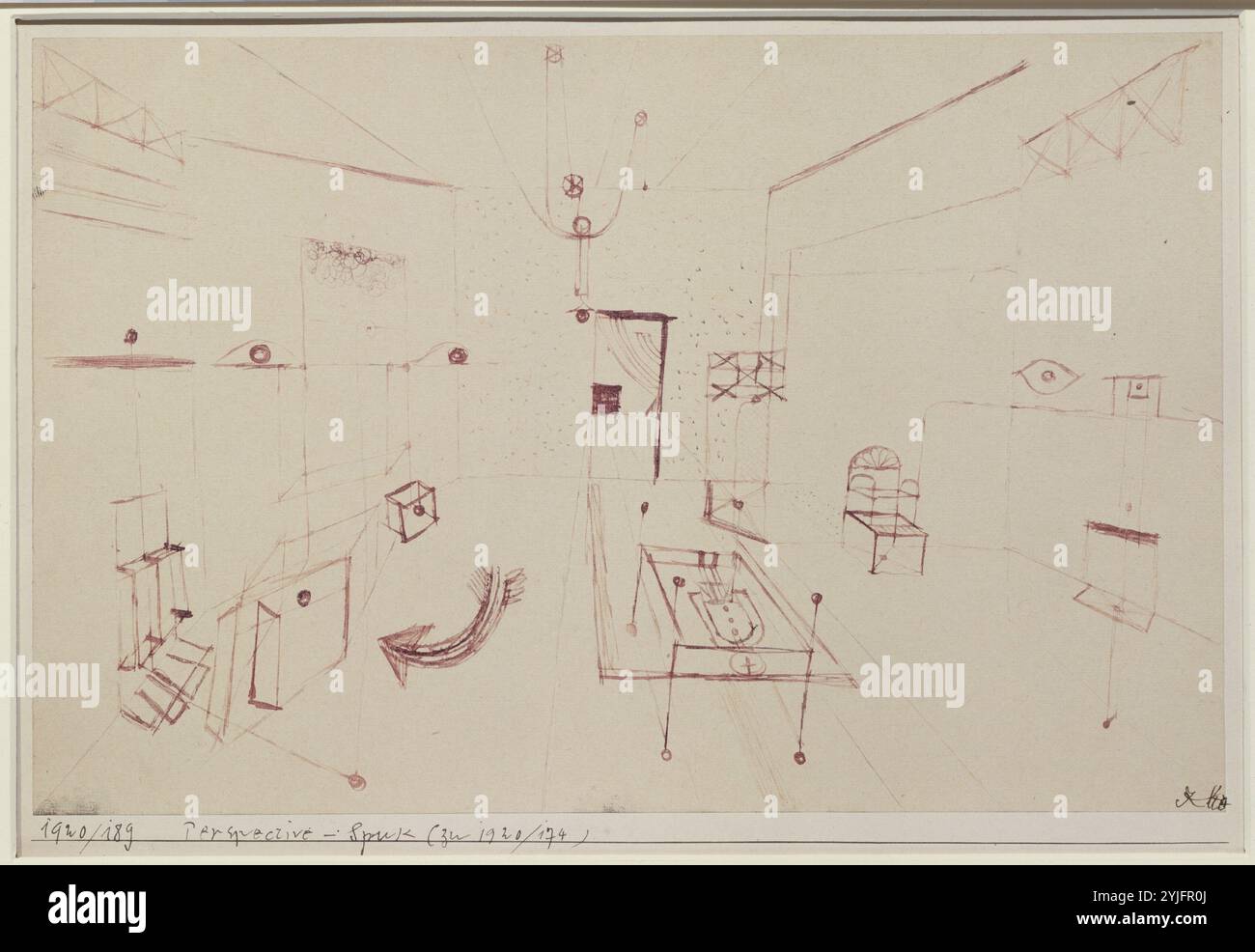 Point de vue du fantôme. Artiste : Paul Klee (Allemand (né en Suisse), Münchenbuchsee Muralto-Locarno 1879-1940). Dimensions : 9 7/8 x 12 7/8 in. (25,1 × 32,7 cm). Date : 1920. Musée : Metropolitan Museum of Art, New York, USA. Banque D'Images