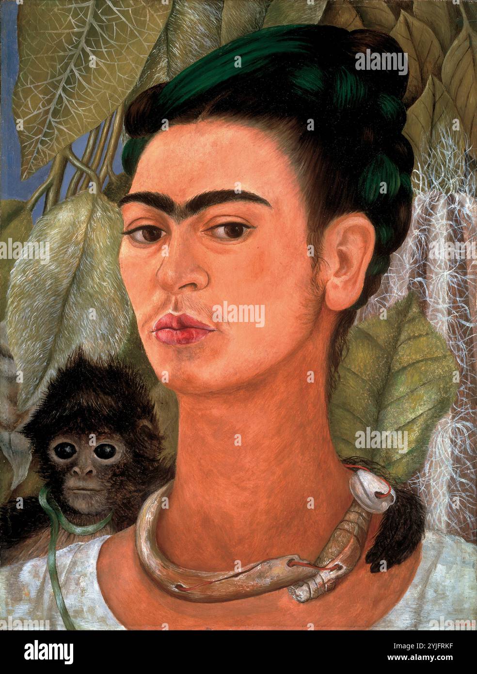 Autoportrait avec singe. Musée : Albright-Knox Art Gallery, BUFFALO (N. Y.). Auteur : FRIDA KAHLO. Banque D'Images