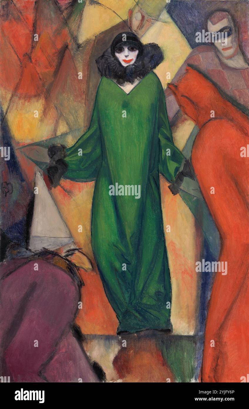 Le Domino vert. Date/période : 1913. La peinture. Huile sur toile Huile sur toile. Hauteur : 1 304,80 mm (51,37 po) ; largeur : 850,90 mm (33,50 po). Auteur : ALBERT BLOCH. Banque D'Images