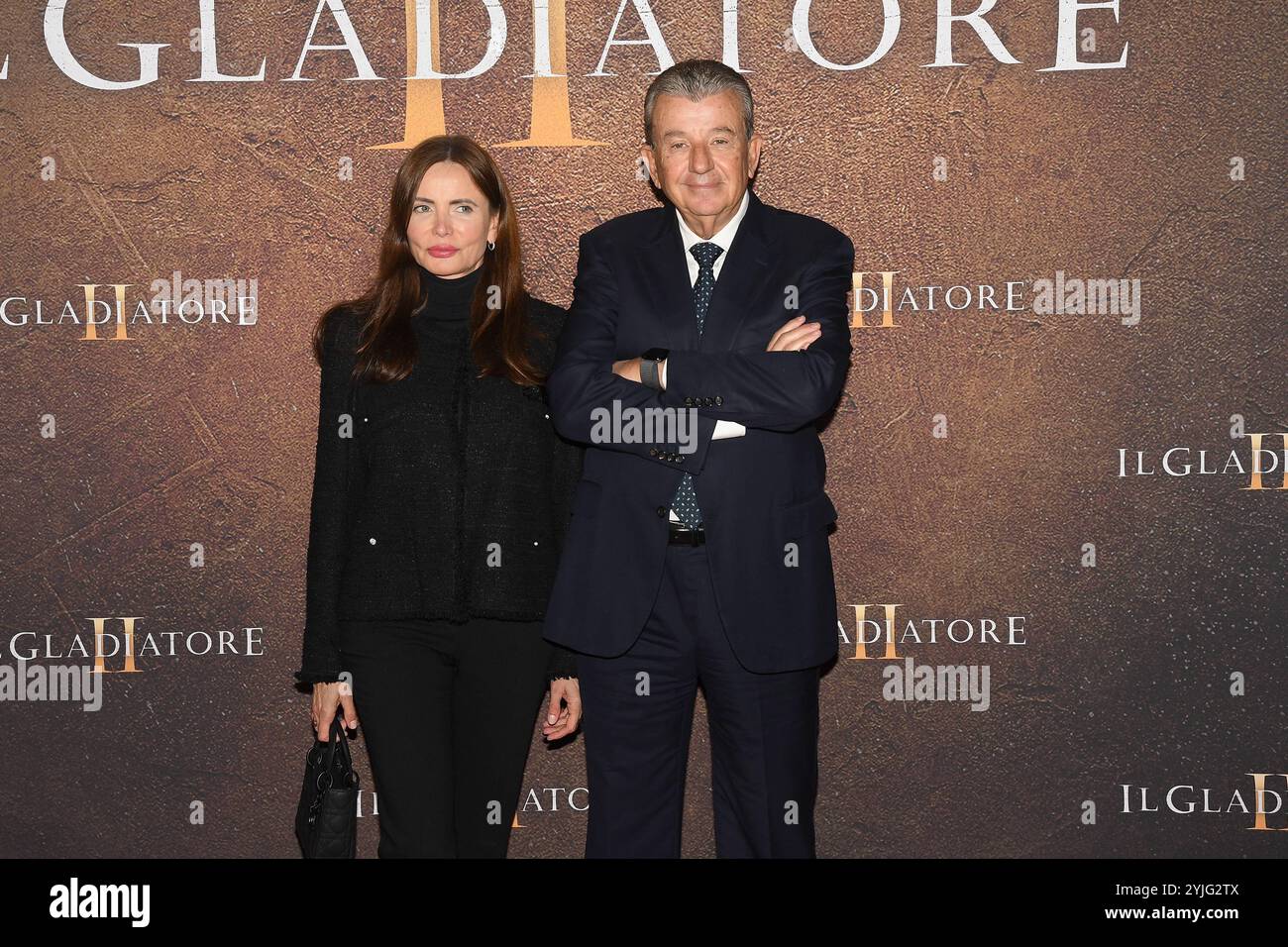 Rome, Italie. 14 novembre 2024. Auditorium Parco della Musica première de 'Gladiator II', sur la photo : Tarak Ben Ammar avec sa femme Beata. Crédit : Agence photo indépendante/Alamy Live News Banque D'Images