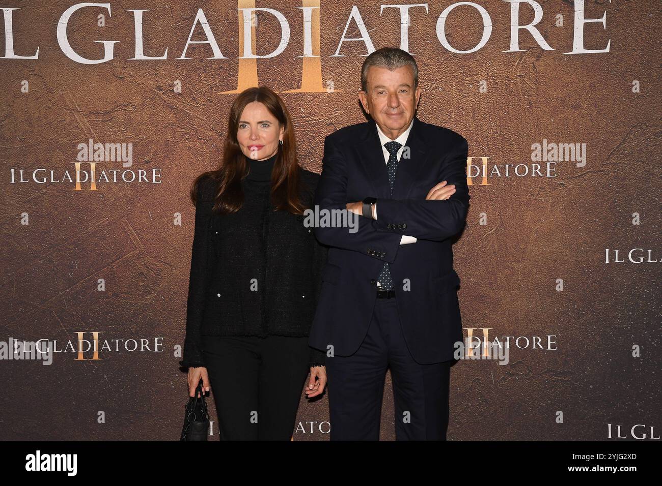 Rome, Italie. 14 novembre 2024. Auditorium Parco della Musica première de 'Gladiator II', sur la photo : Tarak Ben Ammar avec sa femme Beata. Crédit : Agence photo indépendante/Alamy Live News Banque D'Images