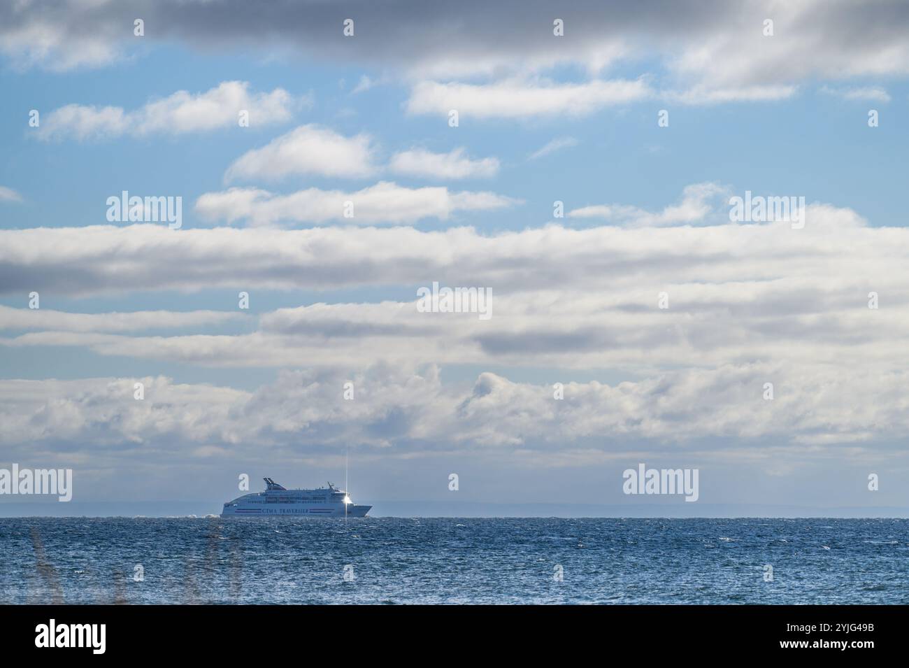 Un traversier CTMA traverse retourne à l'Île-du-Prince-Édouard après un voyage aux Îles-de-la-Madeleine. Banque D'Images