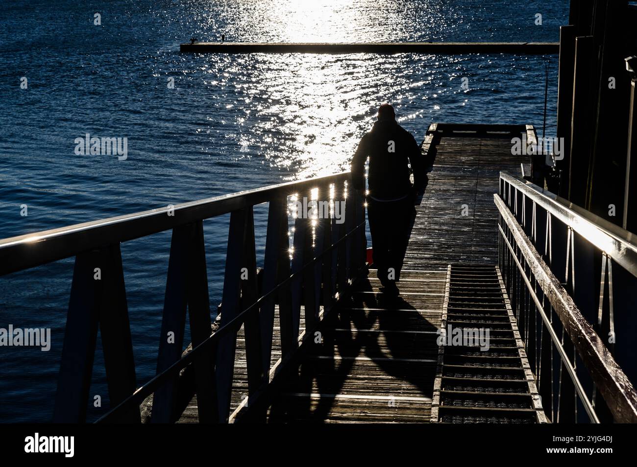 Scènes de quai et de port alors que le soleil se lève dans les lieux Andrews, Nouveau-Brunswick, Canada. Banque D'Images