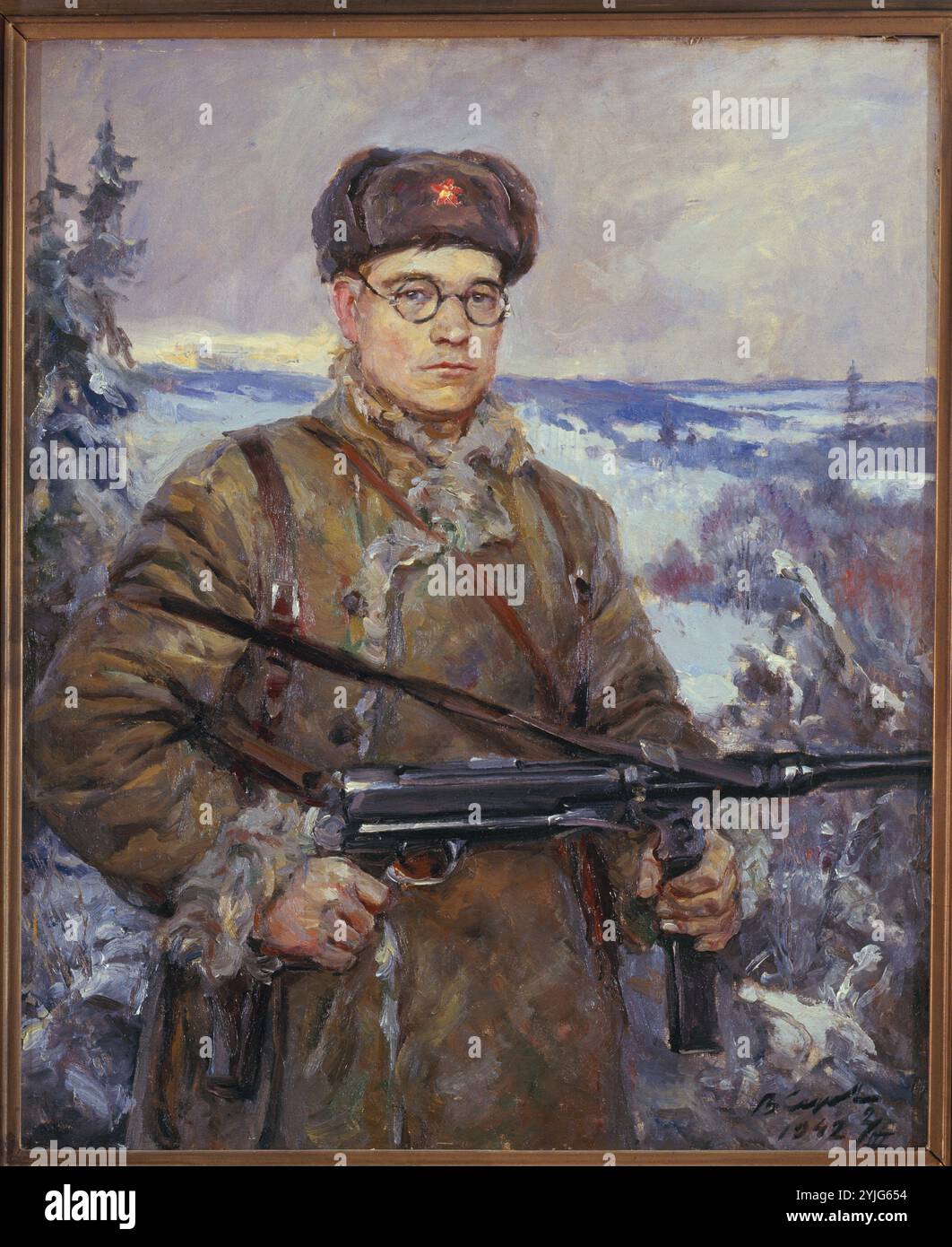 Portrait du commandant du détachement partisan D. Vlasov. Musée : Musée d'État russe, Saint-Pétersbourg. Auteur : Vladimir Alexandrovich Serov. Copyright : cette œuvre n'est pas dans le domaine public. Il est de votre responsabilité d'obtenir toutes les autorisations de tiers nécessaires auprès du gestionnaire de droits d'auteur dans votre pays avant la publication. Banque D'Images