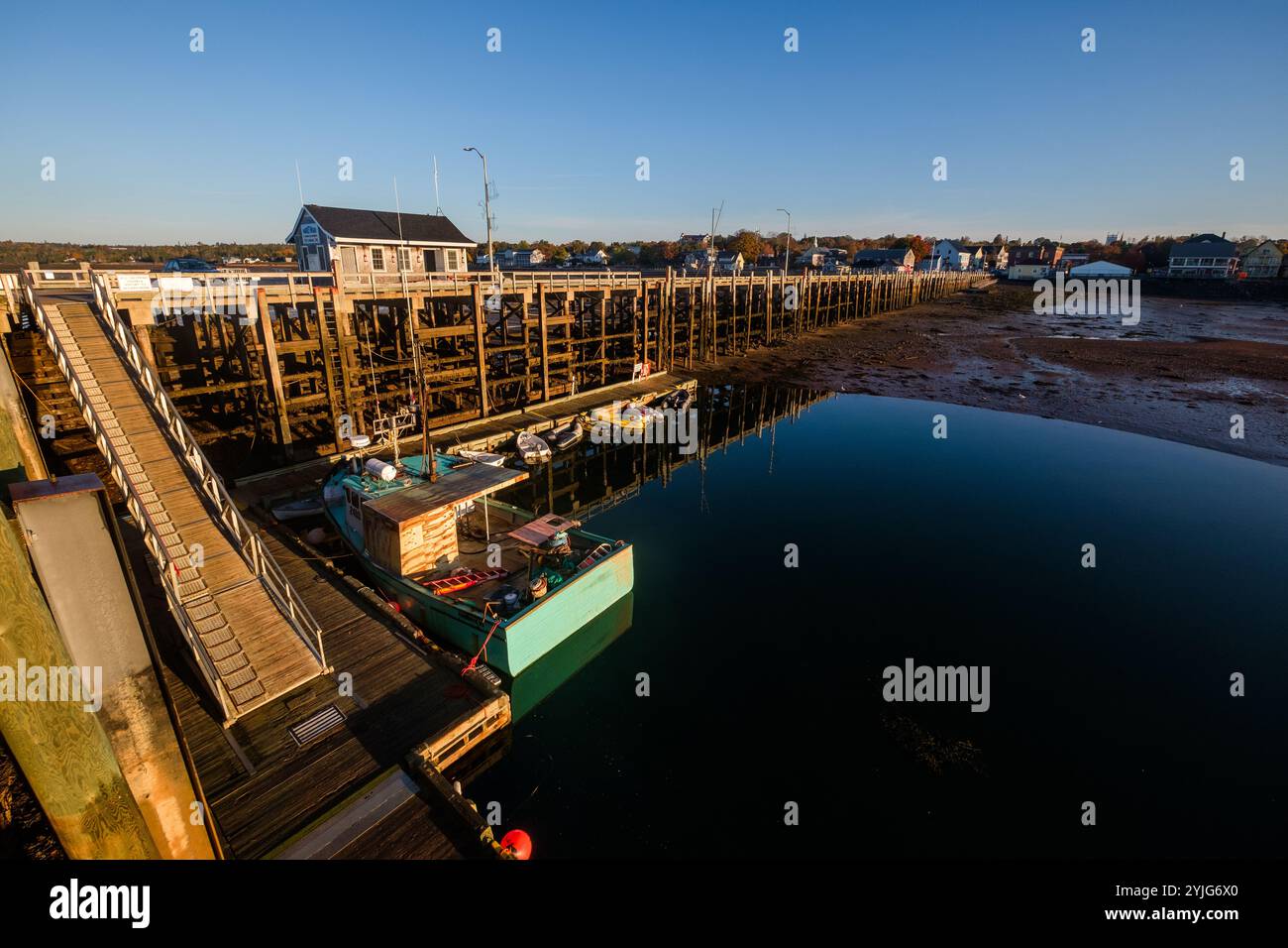 Rassemblez Andrews, Nouveau-Brunswick, port et quai, dans les provinces maritimes du Canada. Banque D'Images
