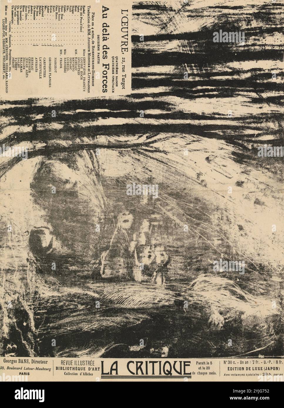 Programme théâtral pour au-delà des forces (II) de Bjørnstjerne Bjørnson (Théâtre de l'oeuvre, 26 janvier 1897). Dimensions : 23,8 cm x 31,9 cm, 23,8 cm x 31,9 cm Musée : Musée Van Gogh, Amsterdam. Auteur : EDOUARD VUILLARD. Banque D'Images