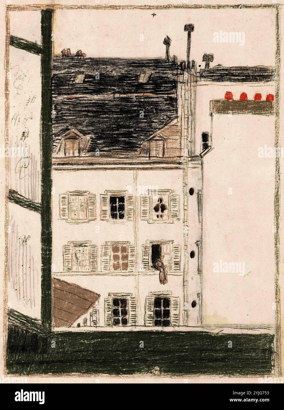 Épreuve d'essai de House in the Courtyard (Maison dans la cour) de la série quelques aspects de la vie de Paris. Dimensions : 47,2 cm x 37,1 cm, 34,9 cm x 26 cm Musée : Musée Van Gogh, Amsterdam. Auteur : PIERRE BONNARD. Banque D'Images