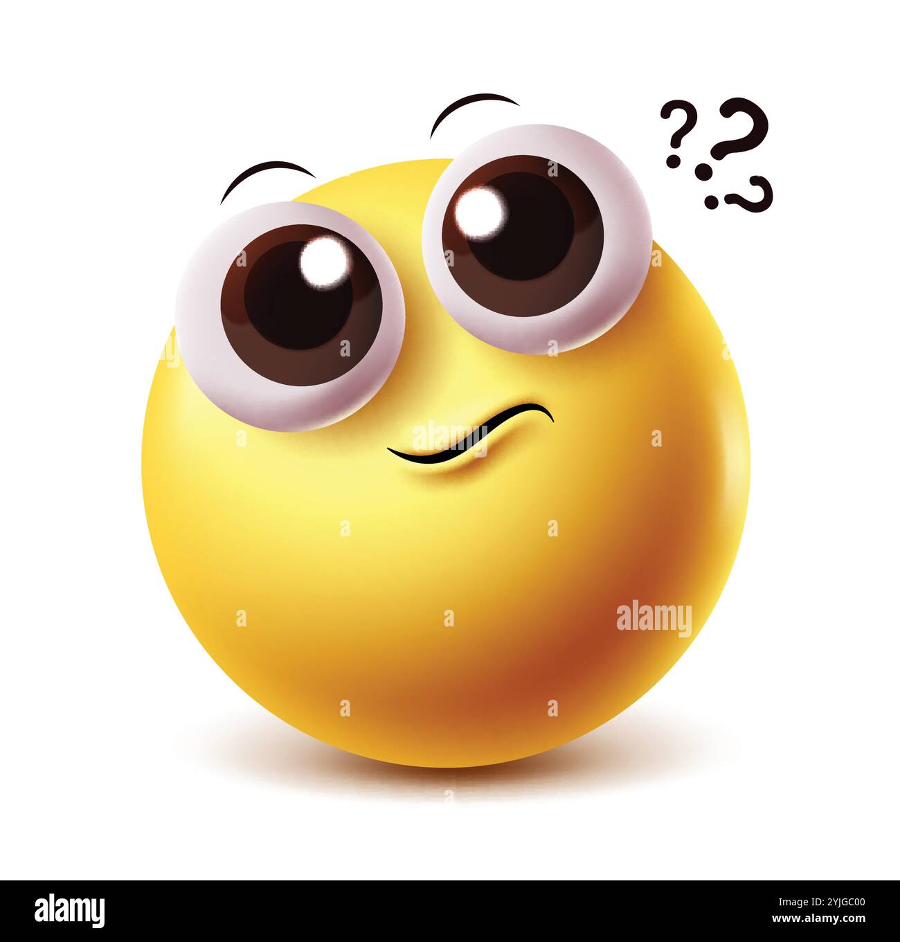 Pensez au personnage vectoriel emoji. Doute et inquiet clip art émoticône cercle jaune avec point d'interrogation isolé sur fond blanc. Illustration vectorielle Illustration de Vecteur