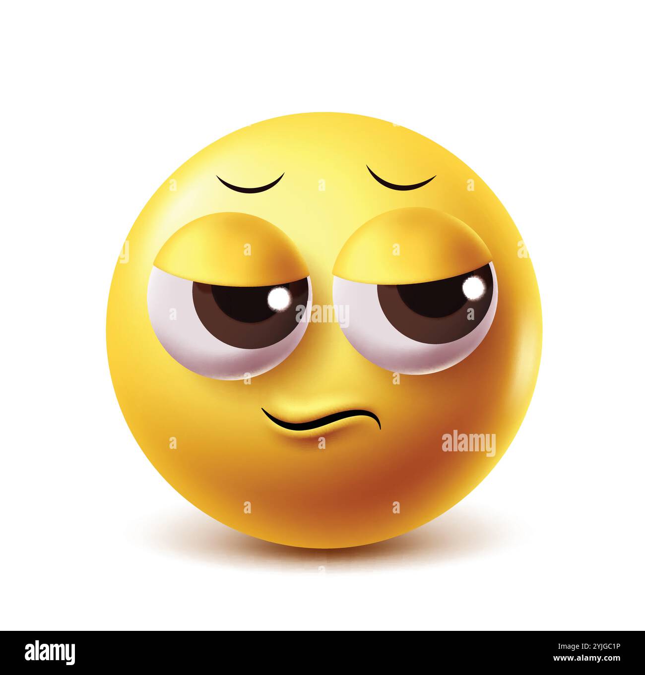 Personnage vectoriel emoji face inquiet. Inquiet clipart 3d émoticône comme dérangé, anxiété, stress, bouleversement et expression faciale confuse en blanc Illustration de Vecteur