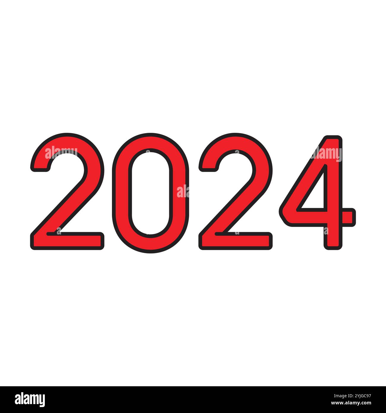 Une icône représentant l'année 2024, parfaite pour célébrer la nouvelle année et l'intégrer dans vos créations festives. Idéal pour une utilisation à la Saint-Sylvestre Illustration de Vecteur