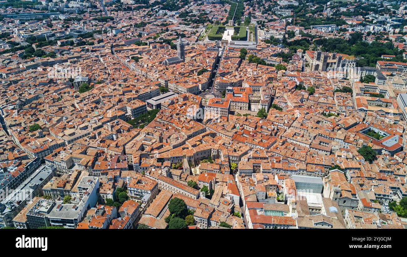 Vue aérienne de dessus des gratte-ciel de Montpellier, sud de la France Banque D'Images