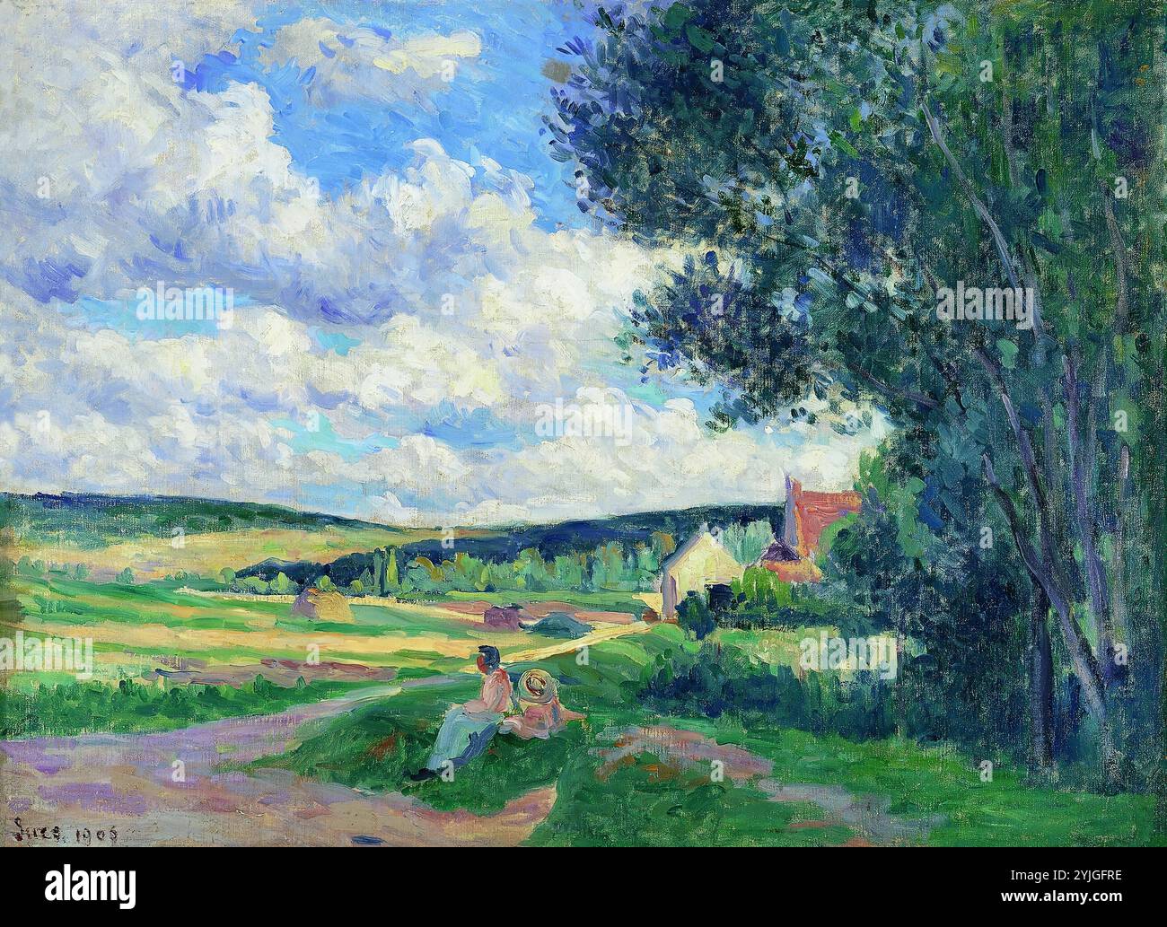 Maximilien Luce (Paris, 1858-1941). Yonne, la route de Vermenton (1906). Huile sur toile. 50,2 x 68,3 cm. Musée : Musée national Musée Thyssen-Bornemisza, Madrid. Banque D'Images