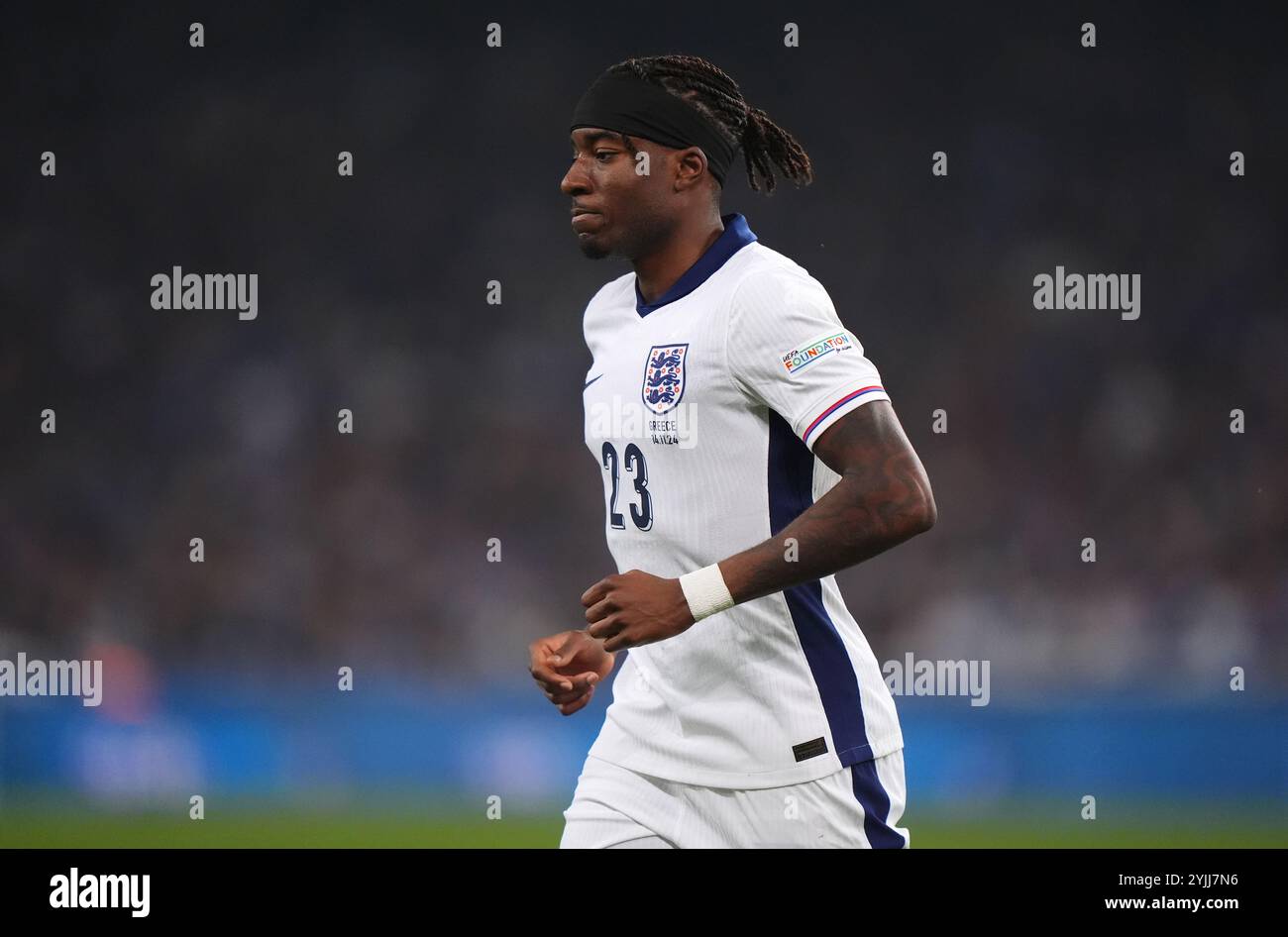 L'anglaise Noni Madueke lors du match du Groupe B2 de l'UEFA Nations League au stade olympique d'Athènes en Grèce. Date de la photo : jeudi 14 novembre 2024. Banque D'Images