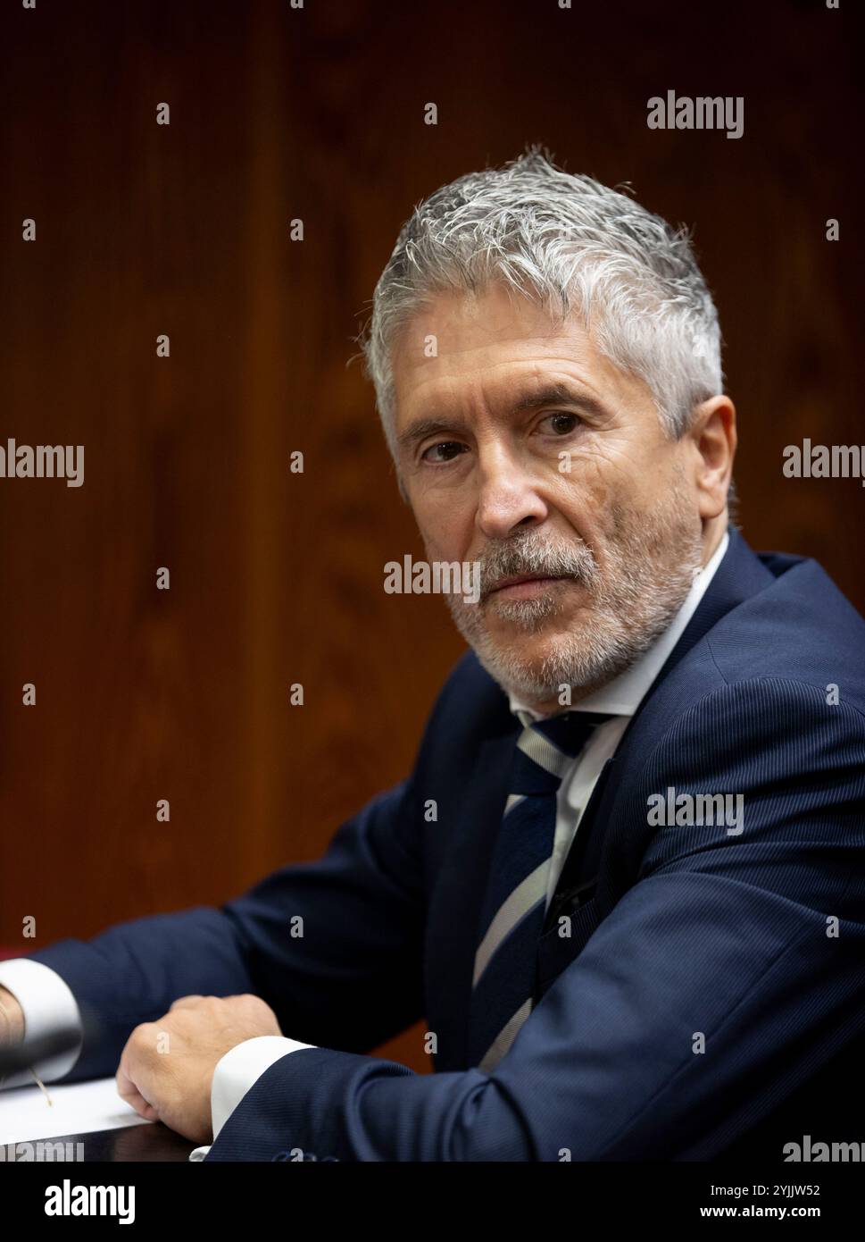 Madrid, 24/10/2024. Le ministre Fernando Grande Marlaska comparaît devant le comité sénatorial chargé de l'affaire Koldo. Photo : Ignacio Gil. ARCHDC. Crédit : album / Archivo ABC / Ignacio Gil Banque D'Images