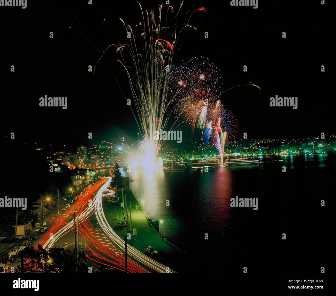 Nouvelle-Zélande. Île du Nord. Wellington. Feu d'artifice. Banque D'Images