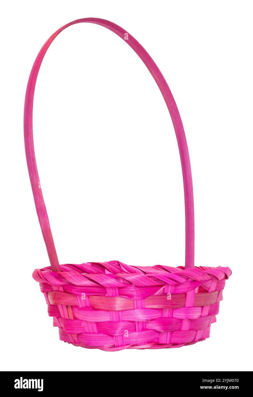 Rien à l'intérieur d'un panier de Pâques rose isolé pris dans une photo de studio avec beaucoup de place pour la copie sous la poignée. Banque D'Images