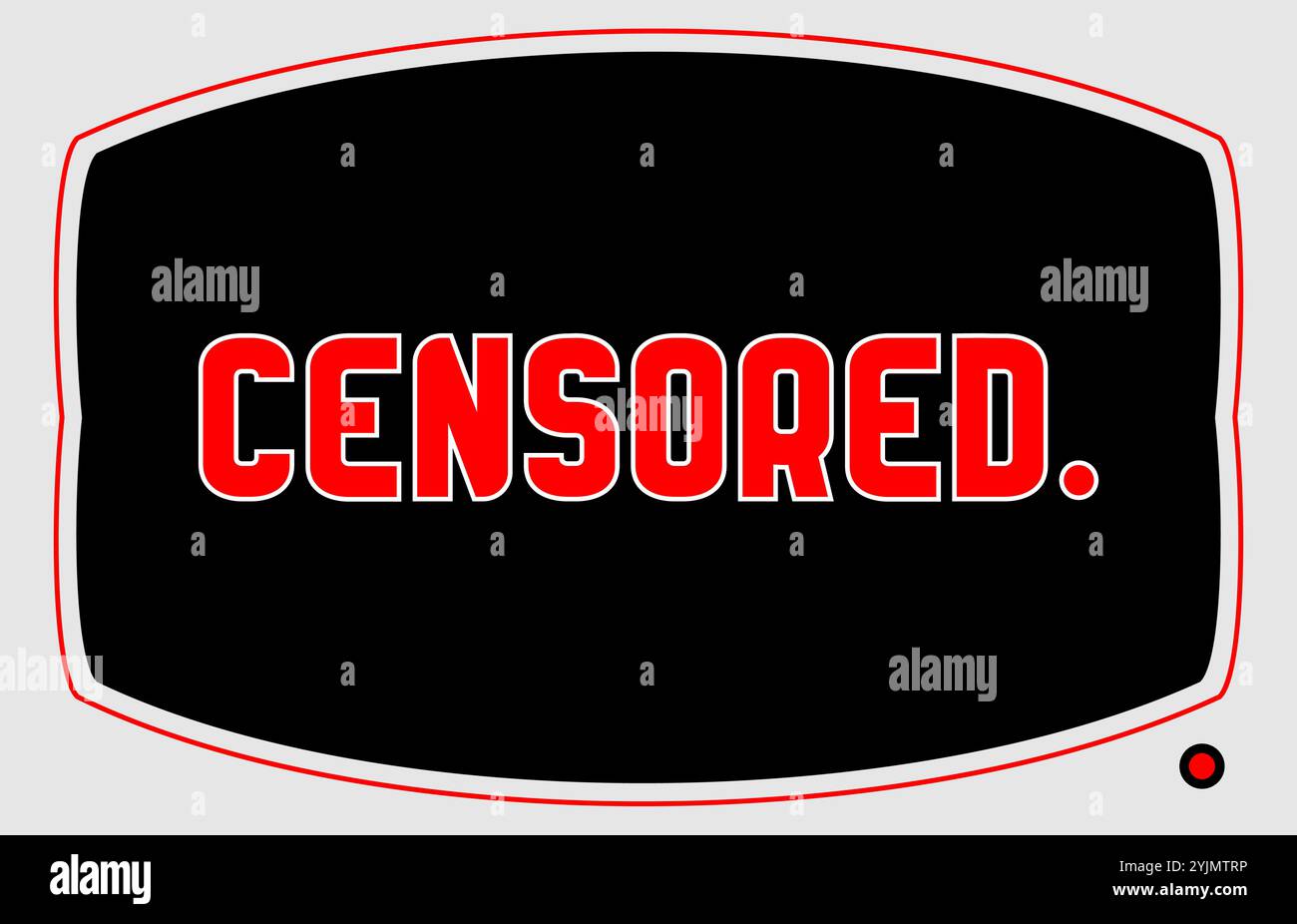Signe censuré en lettres rouges en gras. Image frappante avec le mot CENSURÉ. affiché bien en évidence en rouge gras sur fond noir. Illustration de Vecteur