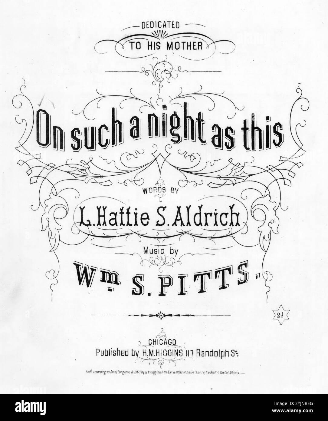 Un soir comme celui-ci, Pitts, Wm. S. (compositeur), Aldrich, L. Hattie S. (parolier), H. M. Higgins, Chicago, 1863., États-Unis, histoire, Guerre civile, 1861-1865, chansons et musique, chansons avec piano, mères et fils, États-Unis, chansons et musique, chansons populaires du jour, chansons et musique, Guerre et conflit, Guerre civile et reconstruction (1861-1877), musique associée au côté de l'Union, partitions Banque D'Images