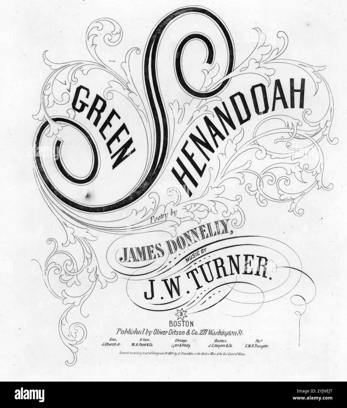 The Green Shenandoah, Turner, J. W. (compositeur), Donnelly, James (parolier), Oliver Ditson & Co, Boston, 1865., États-Unis, histoire, guerre civile, 1861-1865, chansons et musique, musique populaire, États-Unis, à 1901, vallée de la rivière Shenandoah (va et W. va), histoire, Guerre civile, 1861-1865, chansons et musique, États-Unis, histoire, Guerre de Sécession, 1861-1865, pertes, chansons et musique, vallée de la rivière Shenandoah (va et W. va), histoire, Guerre civile, 1861-1865, pertes, chansons et musique, États-Unis, histoire, Guerre civile, 1861-1865, aspects sociaux, chansons et musique, soldats, États-Unis, mort, chansons Banque D'Images