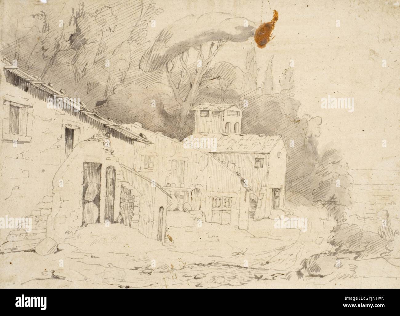 Ekman, Robert Wilhelm, oeuvre, maison de campagne italienne, gravure, dessin, 19 cm x 26,5 cm Banque D'Images