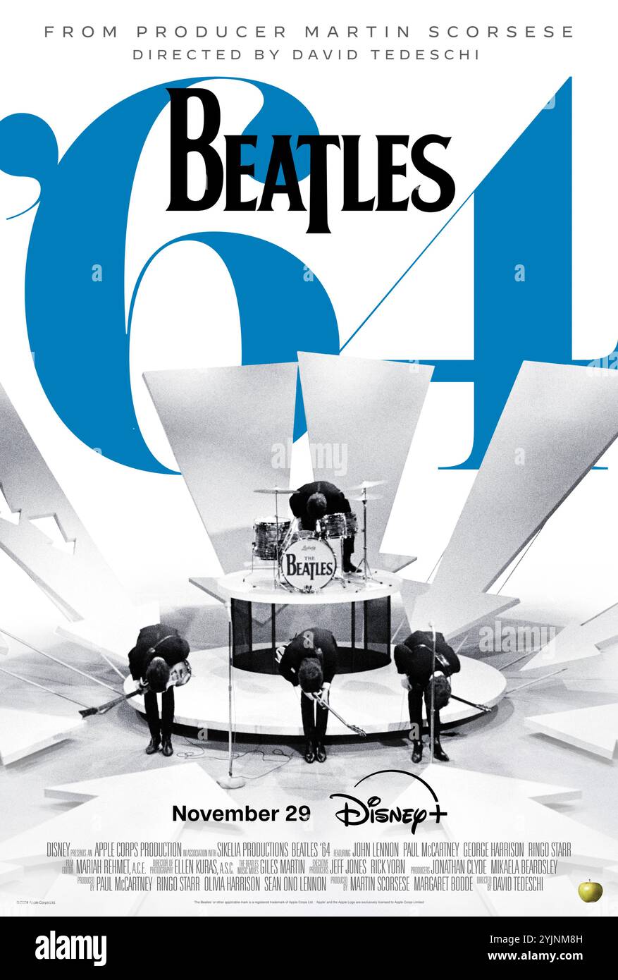 Beatles '64 (2024) réalisé par David Tedeschi et mettant en vedette John Lennon, Paul McCartney, George Harrison. Un documentaire intime explorant les Beatles à leur apogée créative. Affiche US One Sheet ***USAGE ÉDITORIAL SEULEMENT. Crédit : BFA / Disney+ Banque D'Images
