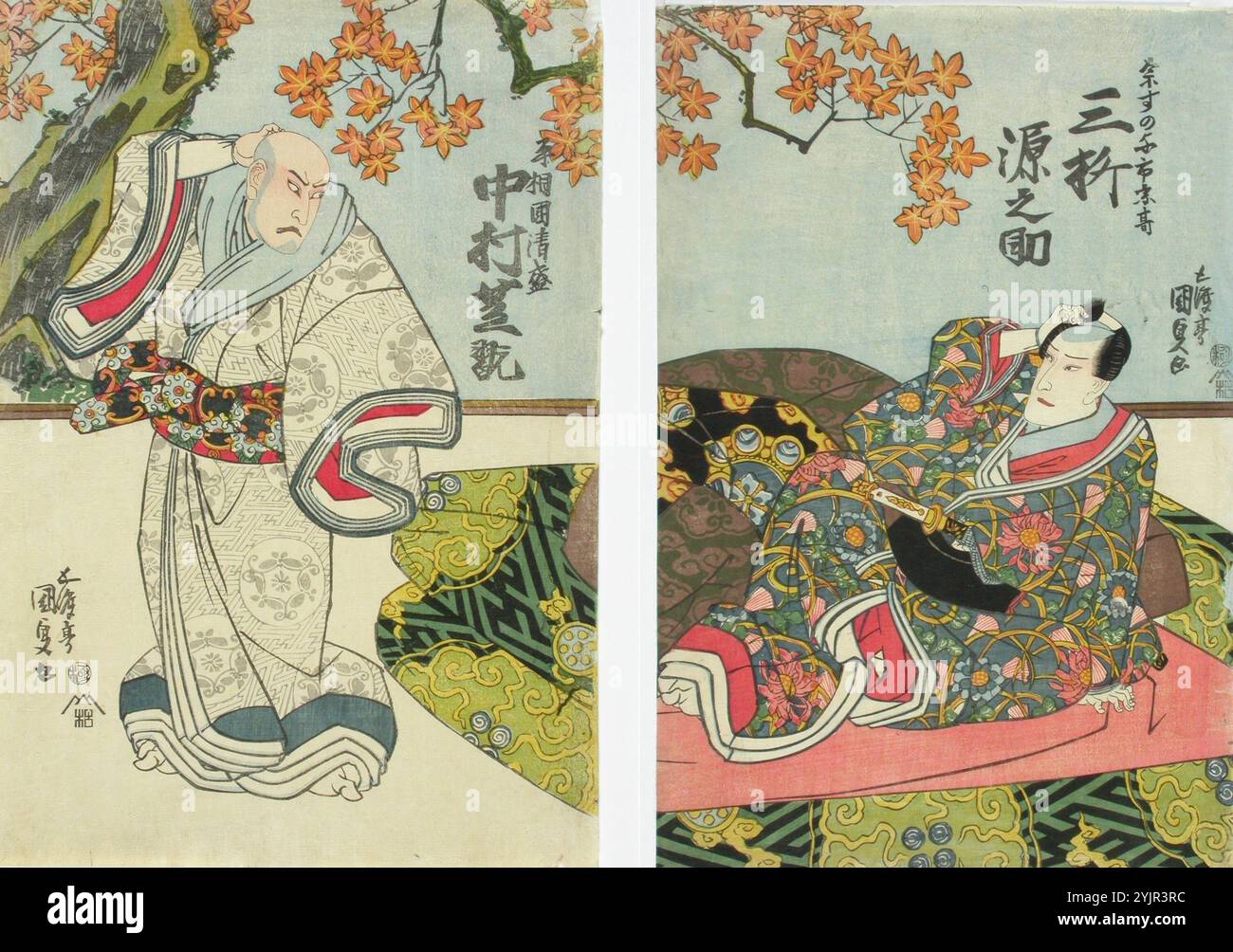 Kunisada, C, œuvre, acteurs Mimasu Gennosuke et Nakamura Shika dans la
