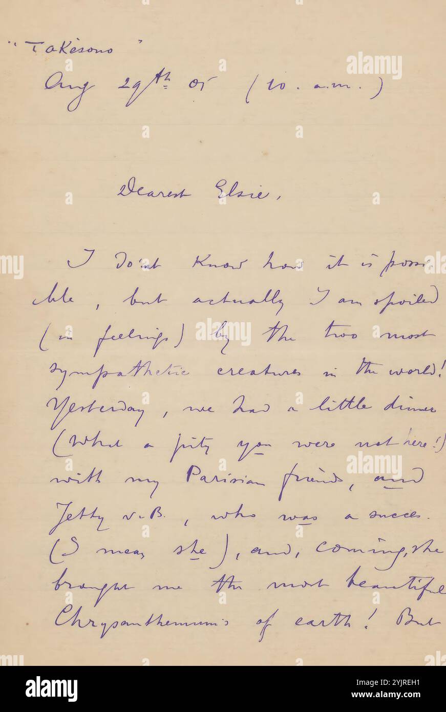 les cours de, (en général), les arts graphiques, le commerce de l'art, boutique d'art, Elsie Maud Cownie, Henriette Wilhelmina van Baak, lettre à Elsie Maud Cownie, imprimé, écrivain : Philip Zilcken, la Haye, 29-août-1905 - 30-août-1905, encre papier ligné, écriture, stylo, atelier, studio de la, (en général), éducation Banque D'Images