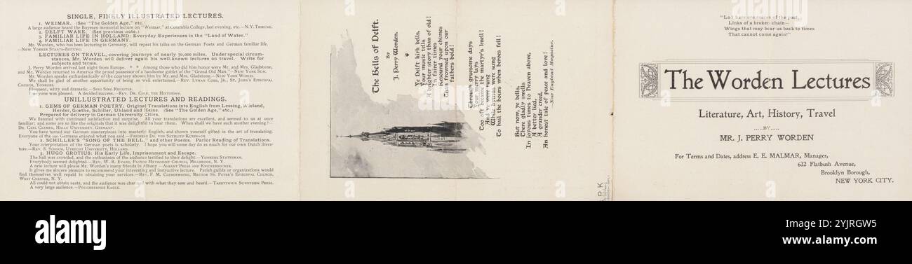 Brochure de Philip Zilcken archive, brochure, brochure concernant les conférences de J. Perry Worden dans la période 1898-1899., écrivain : E.E. Malmar, imprimeur : Anonymous, New York, vers 1897 - 1899, papier, imprimerie, Philip Zilcken, J. Perry Worden Banque D'Images