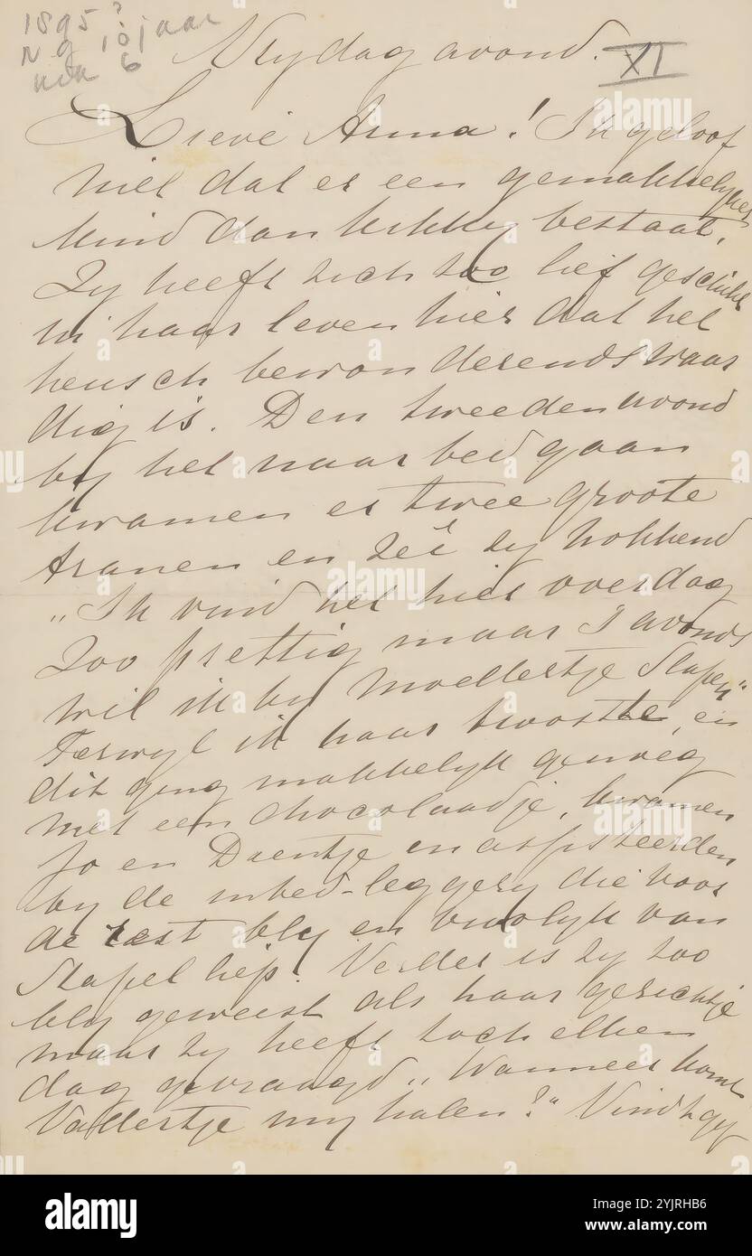 Lettre à Anna Dorothea Dirks, écrivain : Jacoba Cornelia Jolles-Singels, 1873 - 1901, encre papier, écriture, stylo, vie de famille, maladies, Anna Dorothea Dirks, André Jolles, de Nieuwe Gids, Willem Kloos, Hein Boeken, Jonkheer Adriaan Willem Gerrit van Riemsdijk, Anton Molkenboer Banque D'Images