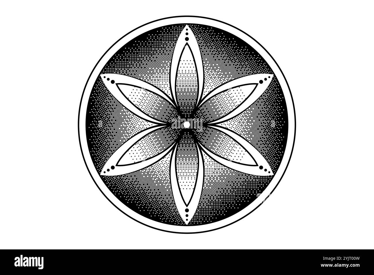 Seed Flower of Life lotus icône, logo mandala géométrie sacrée, Pixel art design, symbole de tatouage de l'harmonie et de l'équilibre. Talisman mystique, vecteur rond Illustration de Vecteur