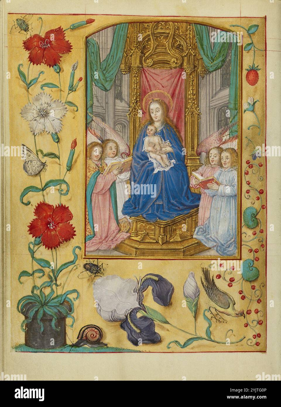 La Vierge à l'enfant intronisé ; Livre des heures, vers 1500. Banque D'Images